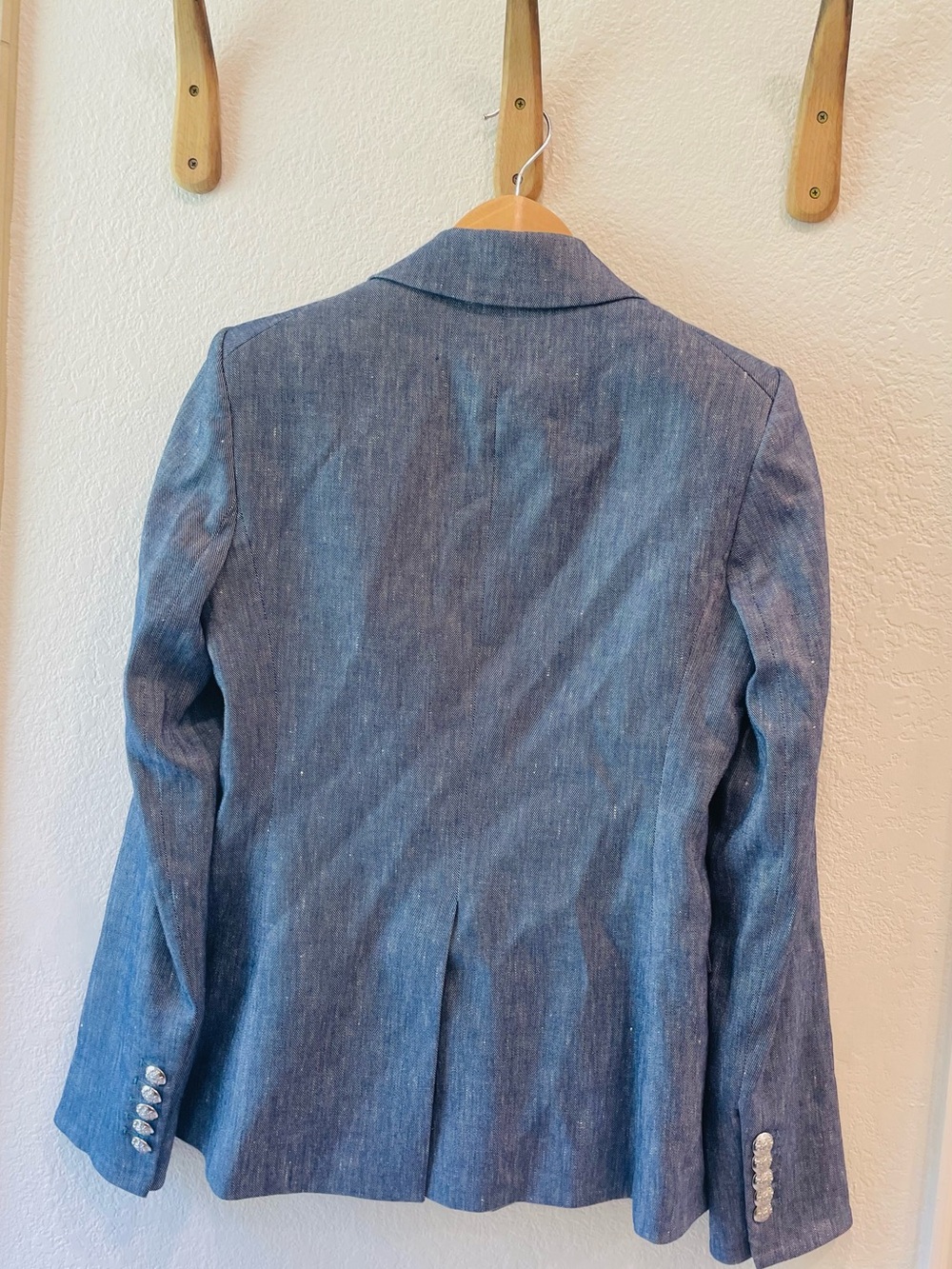 Veronica Beard Miller Linen Dickey Jacket in Blue Melange, Size 4 - Picture 4 of 6